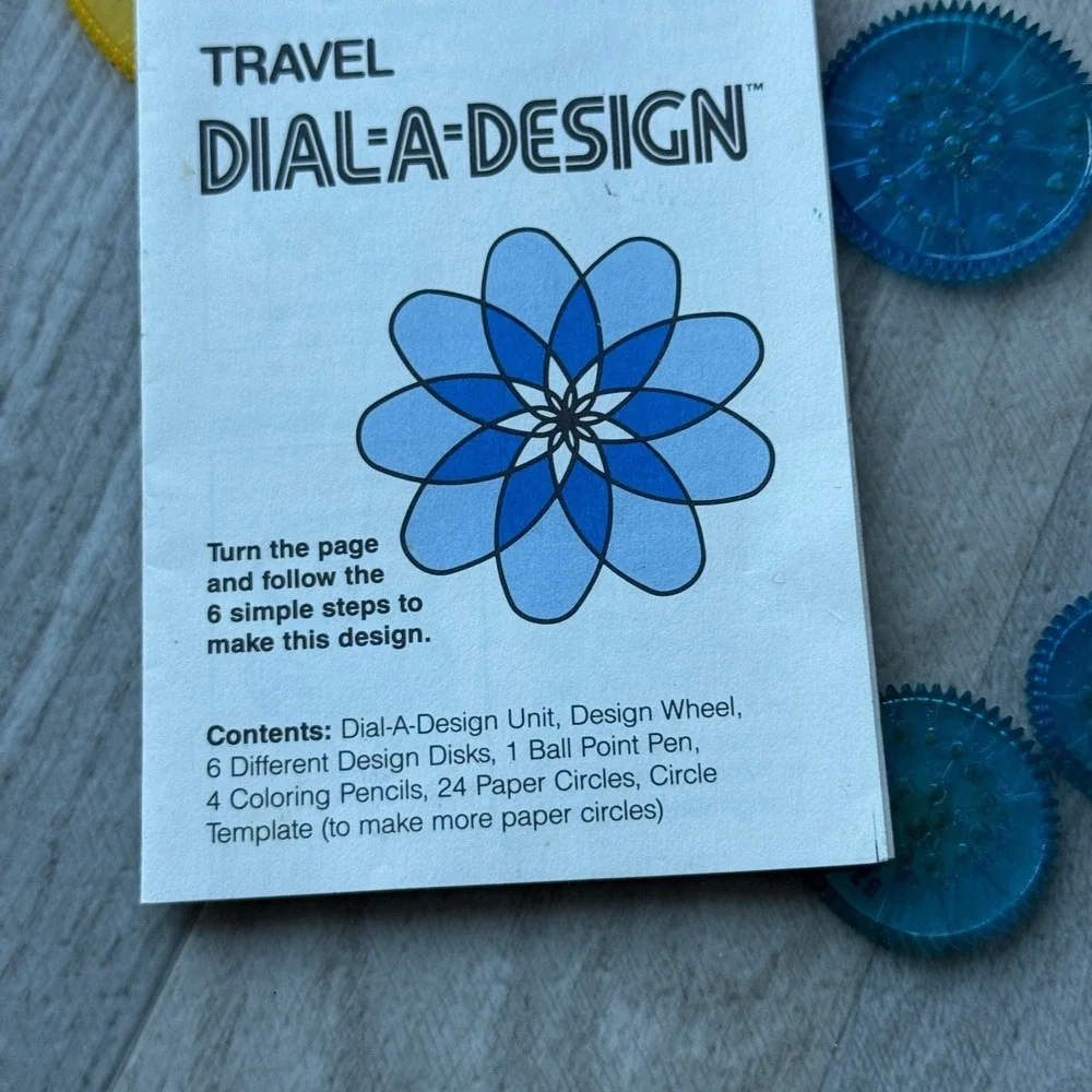 Milton Bradley MB Dial A‎ Design Travel Games Spirograph Art Kit 1989 Creative